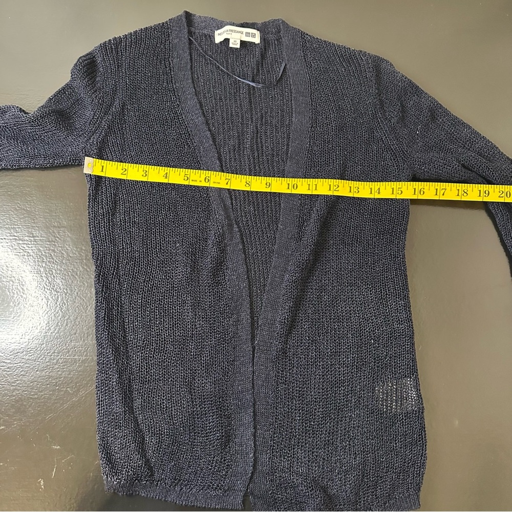 Ines De La Fressange Uniqlo Dark Blue Open-Front Cardigan - Picture 7 of 8